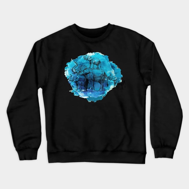 Elephant Water Color Crewneck Sweatshirt by ZarenBeck